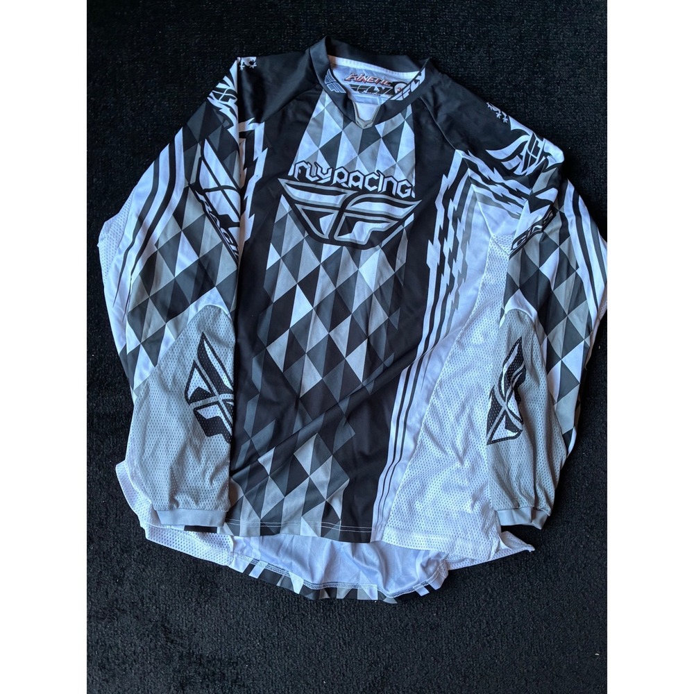Fly Racing Kinetic Motocross Jersey Black White Grey Diamond Pattern Mens 3XL